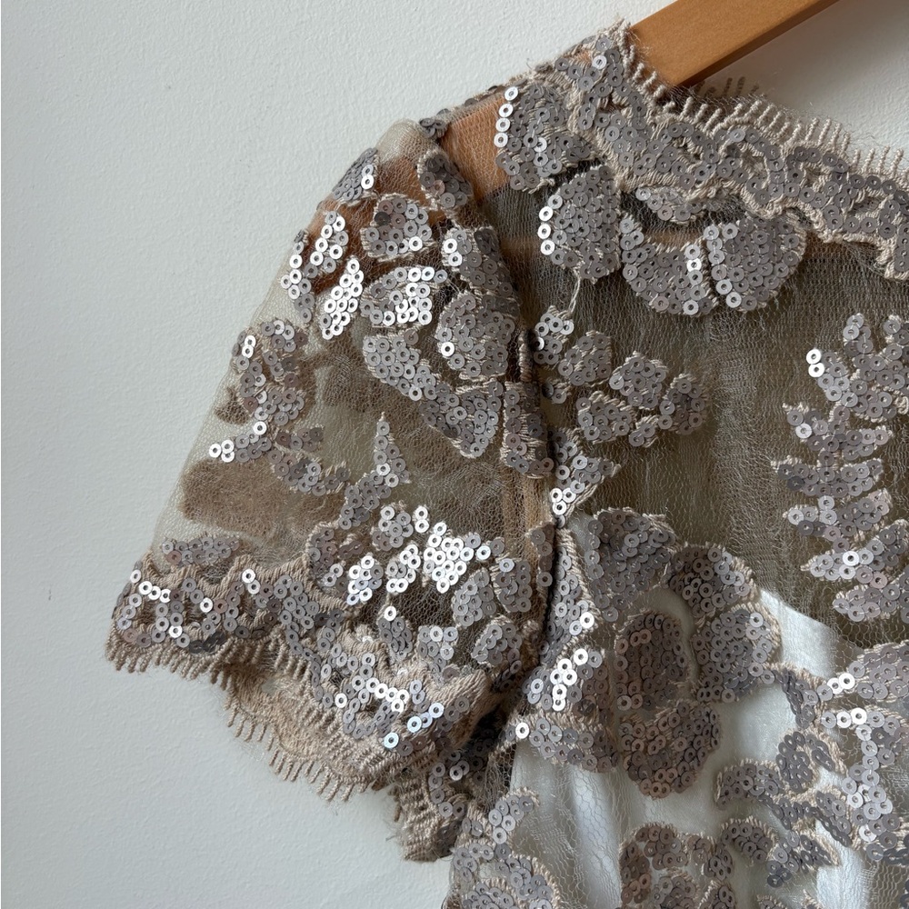 Tadashi Shoji Sequin Embroidered Lace Gown - Picture 10 of 16